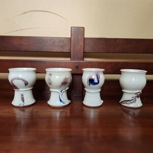 Handcrafted Ceramic Goblets - White with Artistic Accents